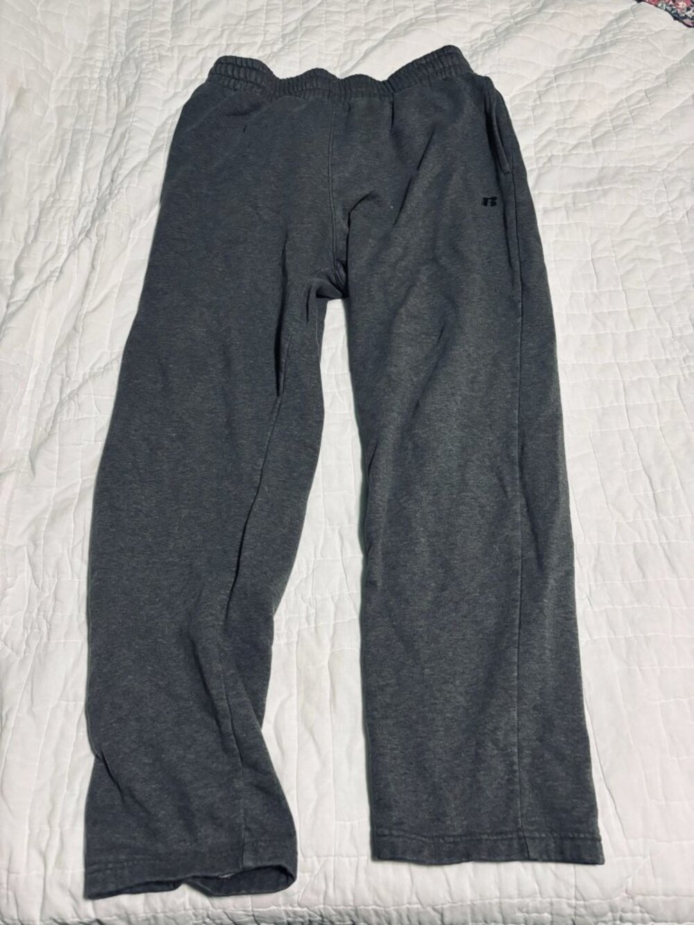 Russell Mens Premium Fleece Sweatpants M 32-34 Gray Drawstring Waist Relaxed Fit
